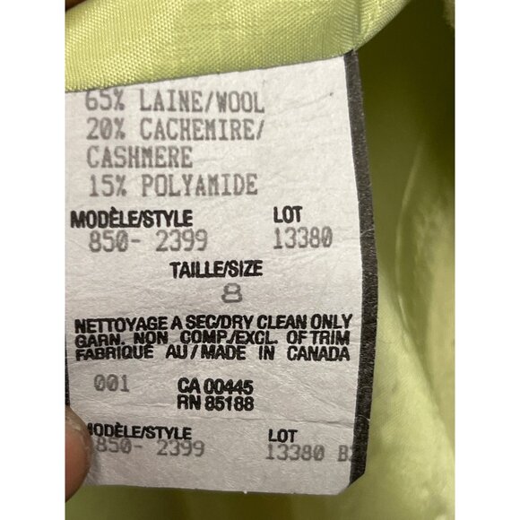 Vintage Louben Womens Wool & Cashmere Blend Mint Green Blazer Jacket Sz 8 - Picture 7 of 9